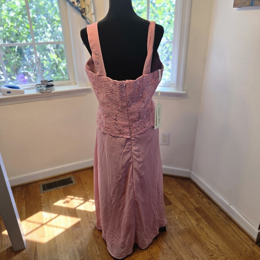 Pink Lace Formal Maxi Dress Sleeveless Evening Gown Party Prom Occasion 18 - Picture 5 of 6